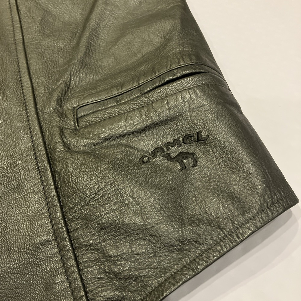 Branded Garments Black Leather Vest Joe Camel Cigarettes Logo Women's L Pockets - Picture 2 of 12